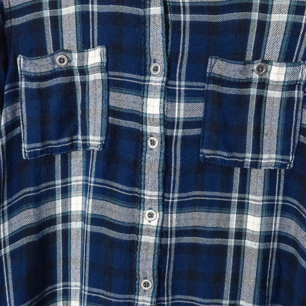 Kendall & Kylie Flannel Shirt Size S Blue Plaid Button Up Casual Top - Picture 4 of 11